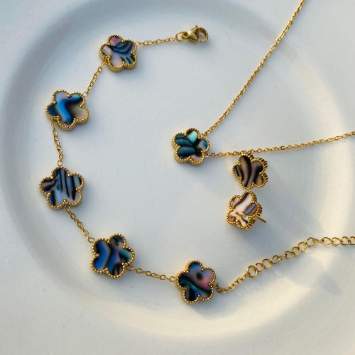 Arabic-Inspired Stainless Steel Jewelry Set – Elegant Necklace, Bracelet & Earrings for Women