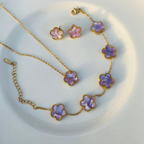 Arabic-Inspired Stainless Steel Jewelry Set – Elegant Necklace, Bracelet & Earrings for Women