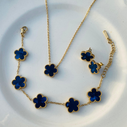 Arabic-Inspired Stainless Steel Jewelry Set – Elegant Necklace, Bracelet & Earrings for Women